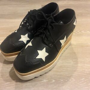 Black and White Star Platform Shoes